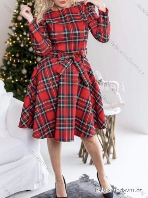 Šaty vánoční dlouhý rukáv dámské (S/M ONE SIZE) ITALSKÁ MÓDA IMHMS23075