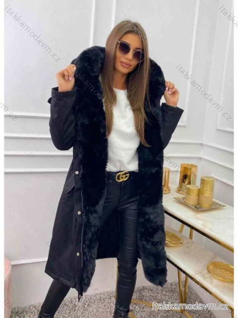 Kabát parka zimní s kožíškem dámský (XS-L) MFFASHION IMMF23FM2203-A/DU Černá XS