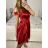 Šaty společenské saténové carmen dámské (S/M ONE SIZE) ITALSKá MóDA IMHMS23087/DU červená S/M