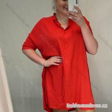 Šaty košilové krátký rukáv nadrozměr dámské oversize (2XL/4XL ONE SIZE) ITALSKá MóDA IM721155/DR