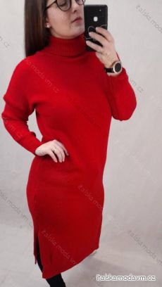 Šaty dlouhé pletené s rolákem dlouhý rukáv dámské (L/XL ONE SIZE) ITALSKá MóDA IM4212550