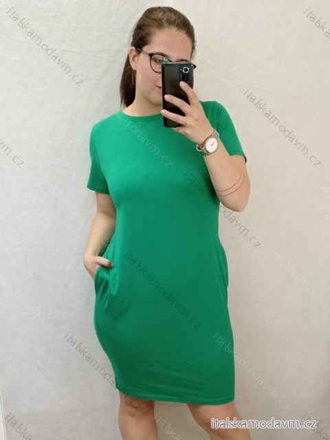 Šaty klasik letný krátky rukáv dámske (L/XL ONE SIZE) TALIANSKA MóDA IMB22BASIC/DUR