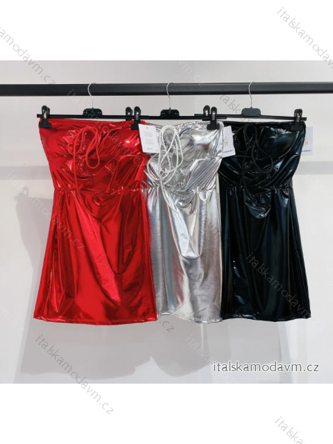 Šaty krátké lesklé bez rukávu dámské (S/M ONE SIZE) ITALSKÁ MÓDA IMPMD233373a