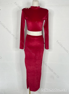Souprava sukně dlouhá a croptop dlouhý rukáv dámská (S/M ONE SIZE) ITALSKÁ MÓDA IMPBB2316950