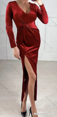 Šaty elegantní dlouhý rukáv dámské (S/M ONE SIZE) ITALSKÁ MÓDA IMPBB23B24321