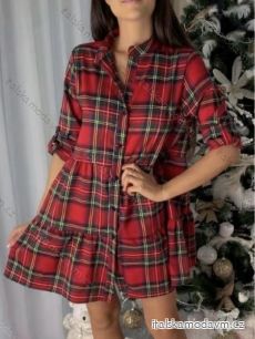 Šaty vánoční košilové 3/4 dlouhý rukáv dámské (S/M ONE SIZE) ITALSKÁ MÓDA IMWBB234666