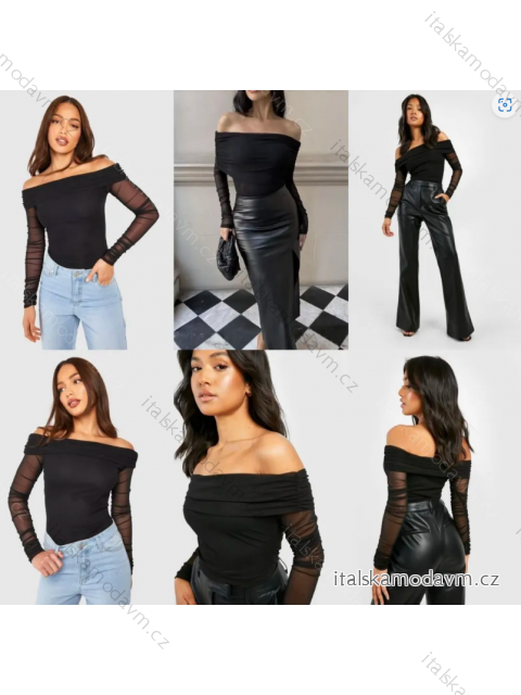 Top croptop carmen dlouhý rukáv dámský (S/M ONE SIZE) ITALSKÁ MÓDA IMPLP2330566060