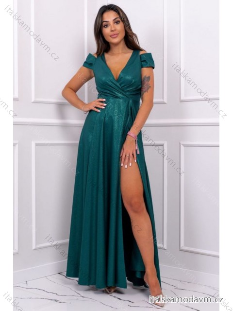 Šaty dlhé elegantné spoločenské bez rukávu dámske nadrozmer (36-52) POLSKÁ MÓDA PMLBF23GALA2 zelená 48