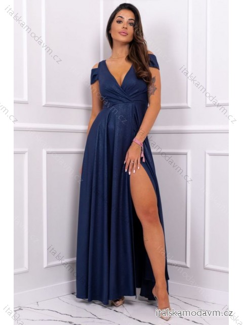 Šaty dlhé elegantné spoločenské bez rukávu dámske nadrozmer (36-52) POLSKÁ MÓDA PMLBF23GALA4 tmavo modrá 38