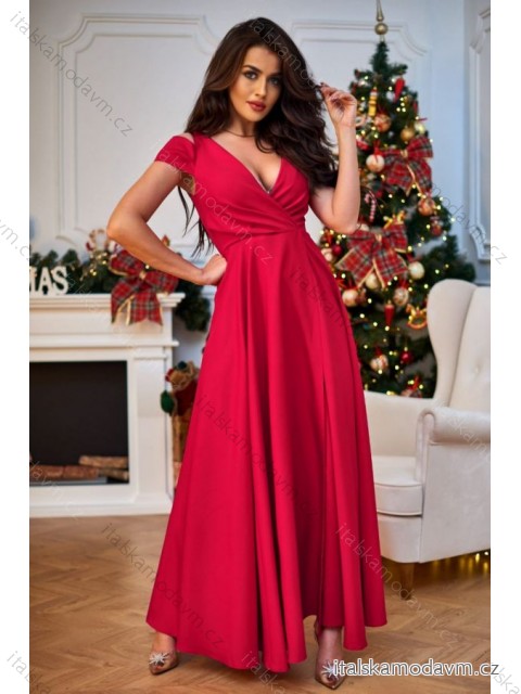 Šaty dlhé elegantné spoločenské bez rukávu dámske nadrozmer (36-52) POLSKÁ MÓDA PMLBF23GALA10 fuchsiová 48