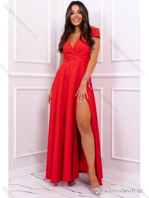 Šaty dlhé elegantné spoločenské bez rukávu dámske nadrozmer (36-52) POLSKÁ MÓDA PMLBF23GALA14 červená 50