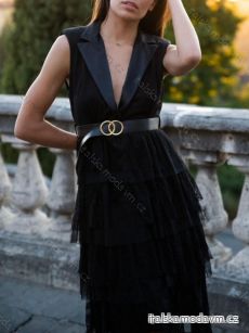 Šaty elegantní s páskem bez rukávů dámské (S/M ONE SIZE) ITALSKÁ MÓDA IMHMS23119