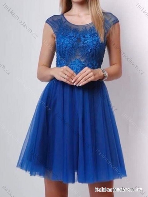 Šaty spoločenské krátky rukáv dámske (S/M ONE SIZE) TALIANSKA MóDA IMHMS23124