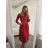 Šaty krajkové dlouhý rukáv dámské (S/M ONE SIZE) ITALSKÁ MÓDA IMWY213001/DR S/M červená