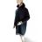 Šaty mikinové dlouhý rukáv dámské nadrozměr (XL/2XL ONE SIZE) ITALSKÁ MÓDA IM424006/DR XL/2XL Černá