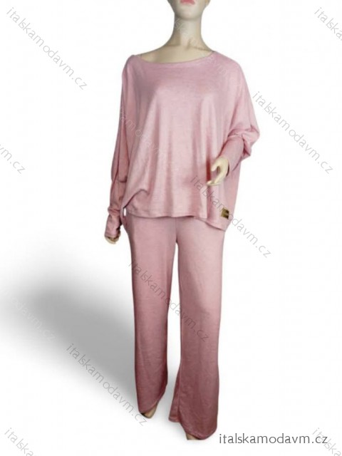 Souprava elegantní kalhoty a tunika dámská (S/M ONE SIZE) ITALSKÁ MÓDA IMWGS233768/DR S/M světle růžová