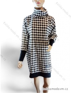 Šaty mikinové dlouhý rukáv dámské (S/M/L ONE SIZE) ITALSKÁ MÓDA IMD23716