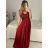 Šaty dlhé plesové elegantné na ramienka dámske (S/M ONE SIZE) TALIANSKA MÓDA IMPBB22O5728/DR hnedá