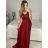 Šaty dlhé plesové elegantné na ramienka dámske (S/M ONE SIZE) TALIANSKA MÓDA IMPBB22O5728/DR hnedá