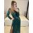 Šaty dlouhé společenské flitrové dlouhý rukáv dámské (S/M ONE SIZE) ITALSKÁ MÓDA IMWGS234294/DUR zlatá S/M