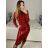 Šaty spoločenské trblietavé dlhý rukáv dámske (S/M ONE SIZE) TALIANSKA MODA IMM23M6295/DU   červená   S/M