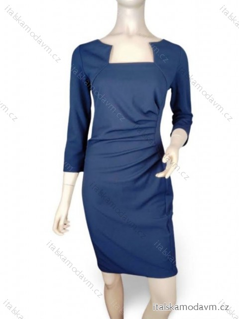 Šaty elegantní pouzdrové 3/4 rukáv dámské (S-XL) ITALSKÁ MÓDA IMM23M23121-2/DUR tmavě modrá S