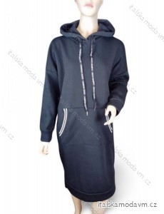 Šaty mikinové dlouhý rukáv dámské nadrozměr (XL/2XL ONE SIZE) ITALSKÁ MÓDA IM423762
