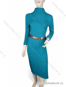 Šaty dlouhé úpletové s páskem dlouhý rukáv dámská (S/M ONE SIZE) ITALSKÁ MÓDA IMM23M8369