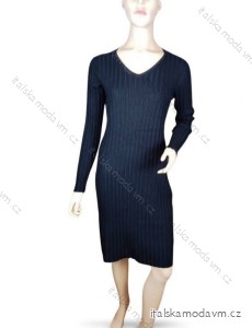 Šaty dlouhé úpletové dlouhý rukáv dámské (S/M ONE SIZE) ITALSKÁ MÓDA IMWGB232883