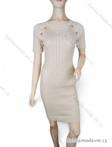 Šaty elegantní úpletové krátký rukáv dámské (S/M ONE SIZE) ITALSKÁ MÓDA IMPOC237091/DUR