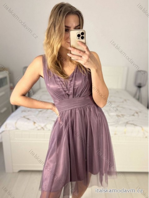 Šaty krátké společenské na ramínka dámské (S/M ONE SIZE) ITALSKÁ MÓDA IMPSH23C662