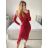 Šaty elegantné flitrové dlhý rukáv dámske (S/M ONE SIZE) TALIANSKA MóDA IMM23M30557/DU S/M červená