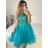 Šaty elegantné krajkové plesové krátke dámske (S/M ONE SIZE) TALIANSKA MÓDA IMM2219810/DU   fialová   S/M