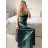Šaty dlouhé elegantní na ramínka dámské (S/M ONE SIZE) ITALSKá MODA IM323013/DU   vínová   S/M