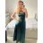 Šaty dlouhé elegantní na ramínka dámské (S/M ONE SIZE) ITALSKá MODA IM323013/DU   vínová   S/M