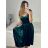 Šaty elegantné  na ramínka  dámske (S/M ONE SIZE) TALIANSKA MÓDA IMWGB234466/DU   smaragdová
   S/M
