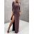 Šaty dlouhé elegantní se stojáčkem dlouhý rukáv dámské (S/M ONE SIZE) ITALSKÁ MÓDA IMWCH234476/DR - Barva   červená - Velikost   S/M