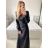 Šaty spoločenské dlhé trblietavé dlhý rukáv dámske (S/M ONE SIZE) TALIANSKA MODA IMM23FS52861