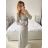 Šaty spoločenské dlhé trblietavé dlhý rukáv dámske (S/M ONE SIZE) TALIANSKA MODA IMM23FS52861