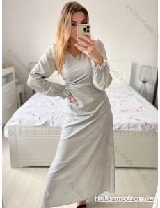 Šaty společenské dlouhé třpytivé dlouhý rukáv dámské (S/M ONE SIZE) ITALSKÁ MODA IMM23FS52861/DU