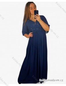 Šaty společenské elegantní plesové dlouhé krátký rukáv dámské (L/XL) FRANCOUZSKÁ MÓDA FMF24KARIN