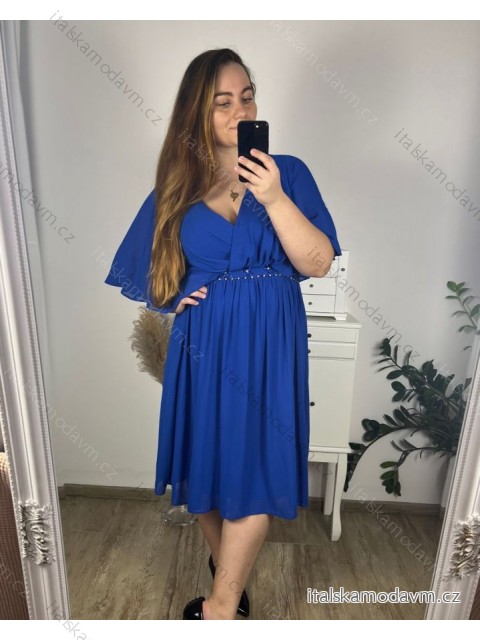 Šaty spoločenské elegantné plesové krátké krátký rukáv dámske (L/XL/2XL) FRANCÚZSKA MÓDA FMF24JOLANA