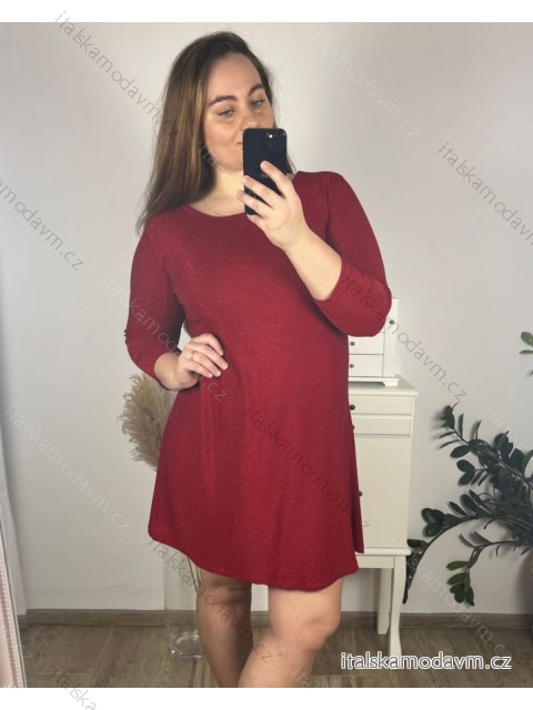 Šaty elegantní třpytivé dlouhý rukáv dámské nadrozměr  (2XL/3XL ONE SIZE) ITALSKá MóDA IMM23M6097