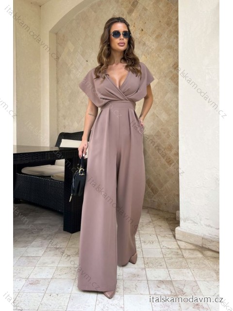 Overal dlouhý společenský krátký rukáv dámský (34-42) POLSKÁ MÓDA PMLBC24289-22 38 hnědá