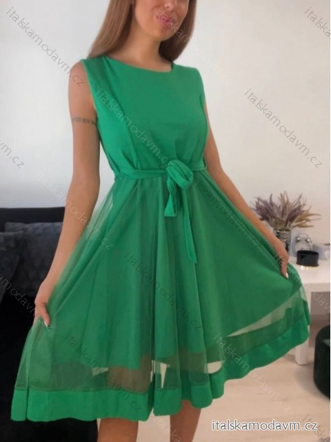 Šaty elegantní letní bez rukávu dámské (S/M/L ONE SIZE) ITALSKÁ MÓDA IMHMS23NELA/DU - Barva   zelená - Velikost   M/L