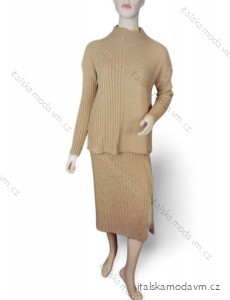 Souprava pletená sukně a svetr dlouhý rukáv dámská (S/M ONE SIZE) ITALSKÁ MÓDA IMPGM232222/DR