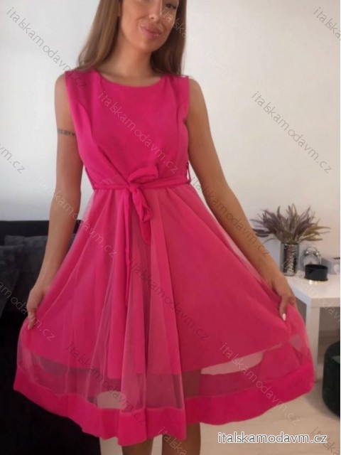 Šaty elegantní letní bez rukávu dámské (S/M/L ONE SIZE) ITALSKÁ MÓDA IM923NELA/DU -   tmavě růžová,   S/M