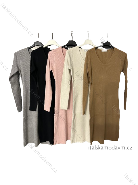 Šaty úpletové dlouhý rukáv dámské (S/M ONE SIZE) ITALSKá IM424MM98016/DUR S/M Světle Šedá