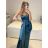 Šaty dlouhé elegantní společenské na ramínka dámské (S/M ONE SIZE) ITALSKÁ MÓDA IMPBB23B23376/DU S/M Černá