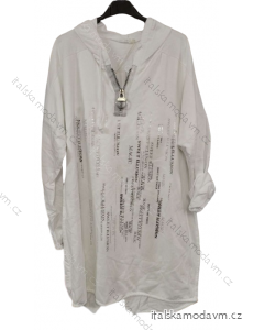 Šaty mikinové s kapucí dlouhý rukáv dámské (L/XL/2XL ONE SIZE)  ITALSKÁ MODA IMB23203/DR